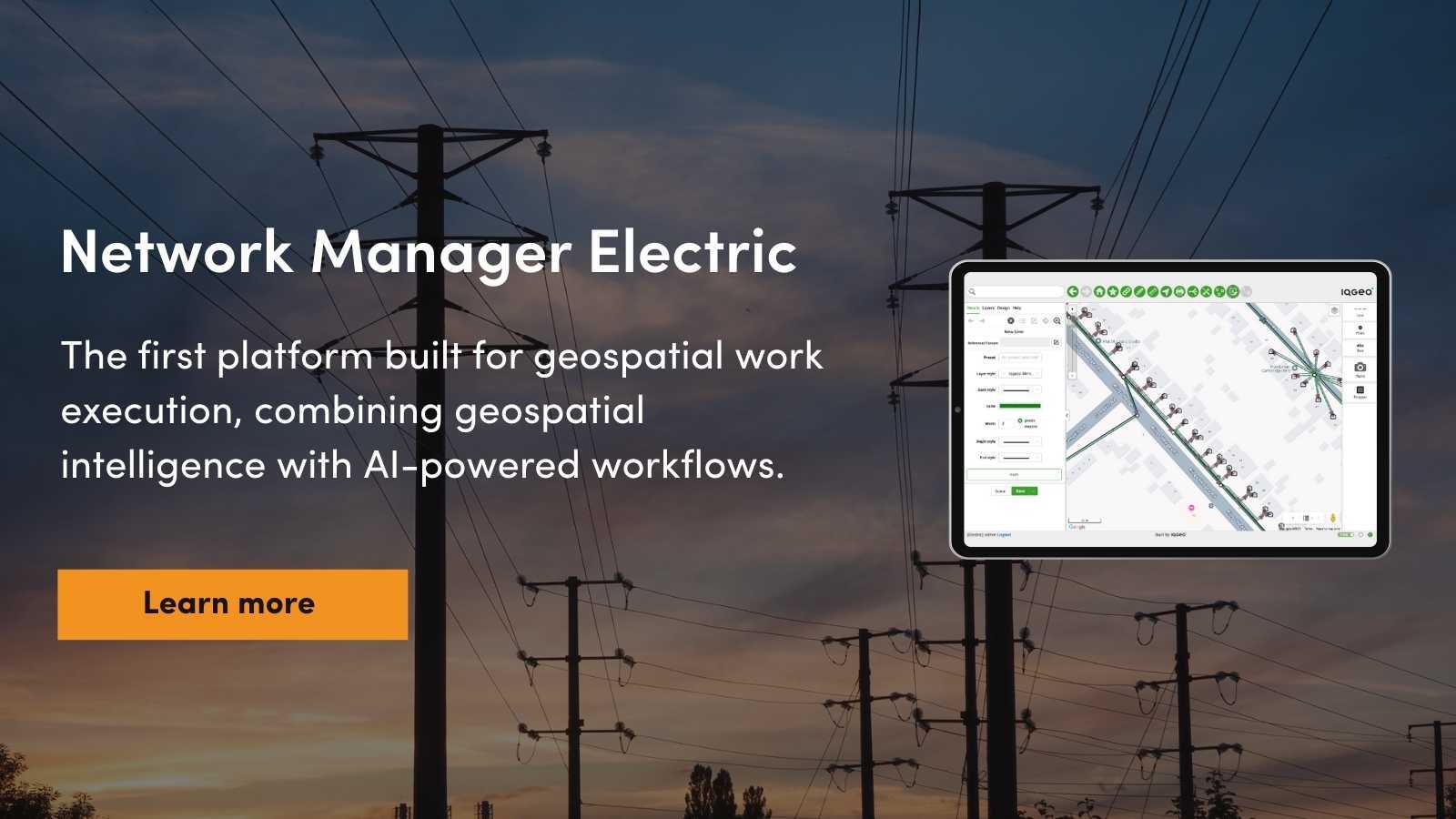 Utility lifecycle management showing planning, construction, and operations workflows