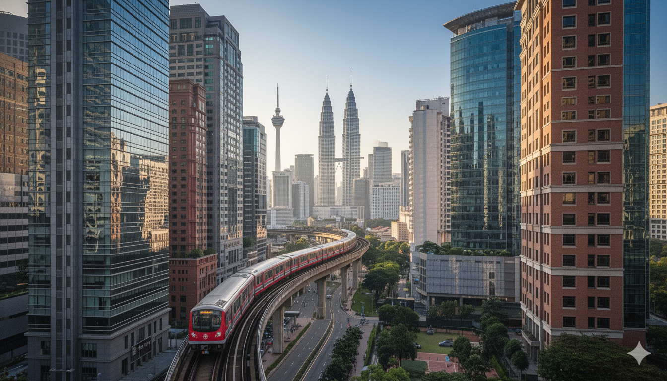 Kuala Lumpur cityscape with monorail